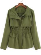 Shein Army Green Long Sleeve Casual Trench Coat