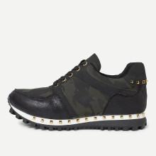 Shein Studded Trim Lace Up Camo Sneakers