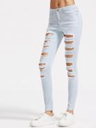 Shein Light Wash Ripped Skinny Jeans