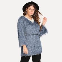 Shein Plus Belt Decoration V-neck Jumper