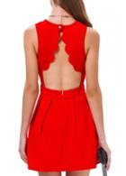 Rosewe Catching Open Back Sleeveless Red A Line Dress