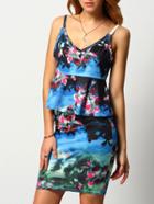Shein Multicolor Spaghetti Strap Floral Cami With Skirt