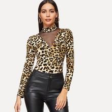 Shein Fishnet Insert Mock Neck Tee