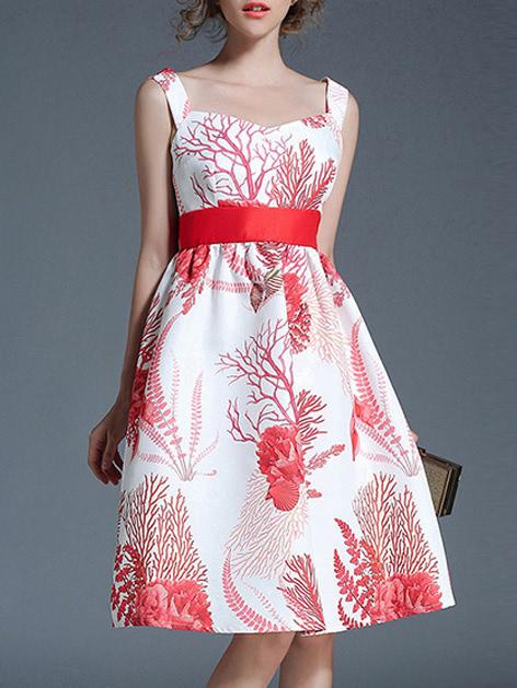 Shein Strap Backless Jacquard A-line Dress
