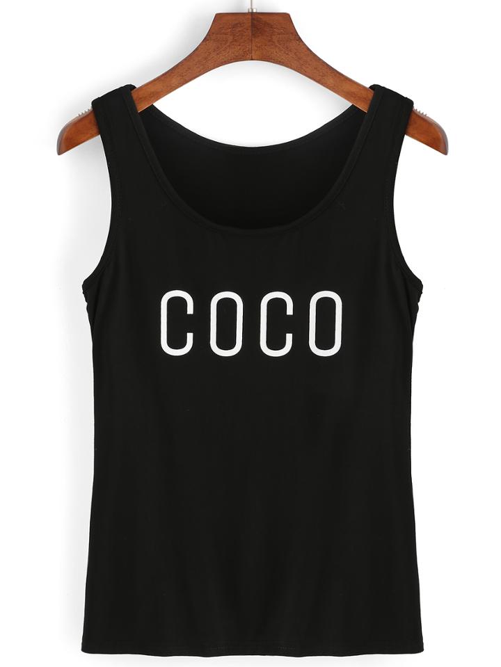 Shein Contrast Letter Print Tank Top