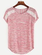 Shein Contrast Fringe Striped T-shirt