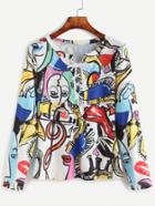 Shein Graffiti Print Lace Up T-shirt