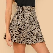 Shein Knot Side Leopard Print Skirt