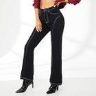 Shein Stitch Detail Flare Leg Jeans