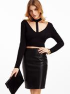 Shein Black Choker V Neck Cutout Crop T-shirt