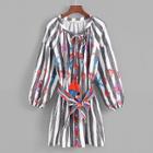 Shein Contrast Stripe Geo Pattern Tassel Tie Dress