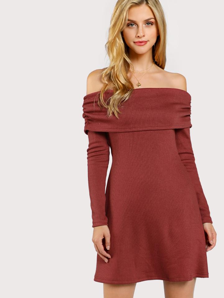 Shein Fold Over Off Shoulder Dress