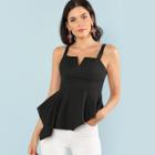 Shein Thick Strap Asymmetrical Ruffle Hem Shell Top