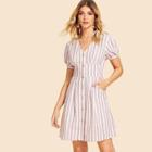 Shein Striped Single Breasted Dress