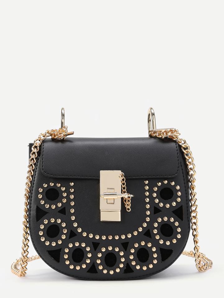 Shein Creux Design Saddle Bag With Studded