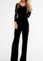 Rosewe Enchanting Round Neck Open Back Jumpsuit With Lace