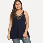 Shein Plus Lace Panel Criss Cross Cami Top