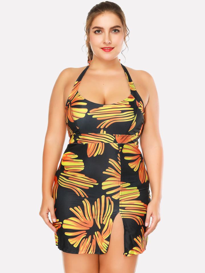 Shein Split Halter Swim Dress Set