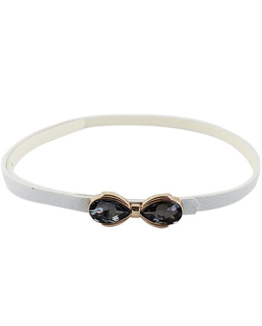 Shein Black Drop Gemstone White Belt