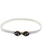 Shein Black Drop Gemstone White Belt