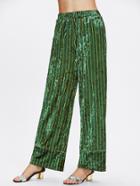 Shein Pj Style Striped Velvet Palazzo Pants