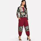 Shein Floral Contrast Top & Carrot Pants