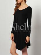 Shein Black Scoop Neck Asymmetric Dress