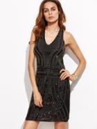 Shein Black Halter Sequins Embedded  Tank Dress