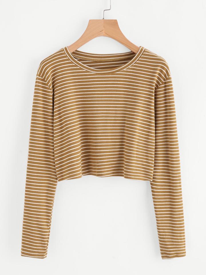 Shein Striped Crop Tee