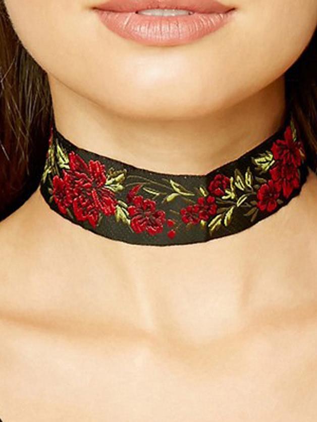 Shein Tattoos Choker Embroidery Statement Maxi Necklace