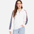 Shein Quarter Zip Collar Corduroy Sweatshirt