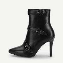 Shein Buckle Strap Detail Stiletto Boots