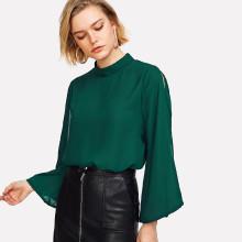 Shein Keyhole Back Split Sleeve Blouse