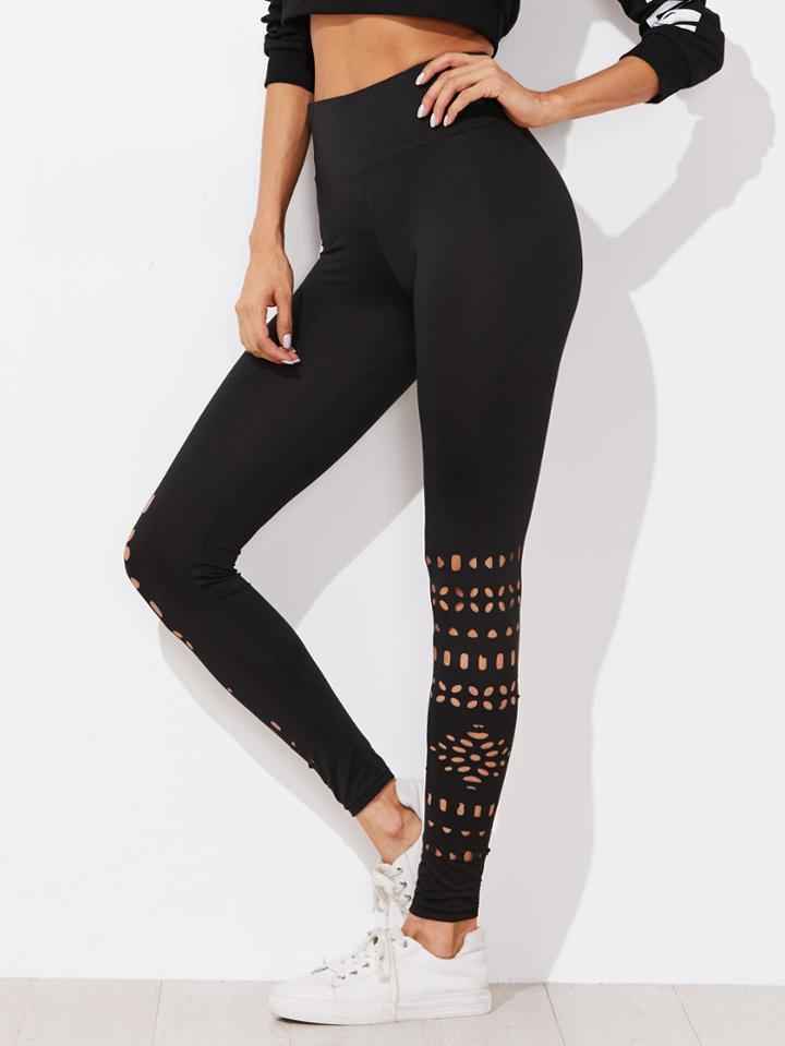 Shein Laser Cut Empire Skinny Leggings