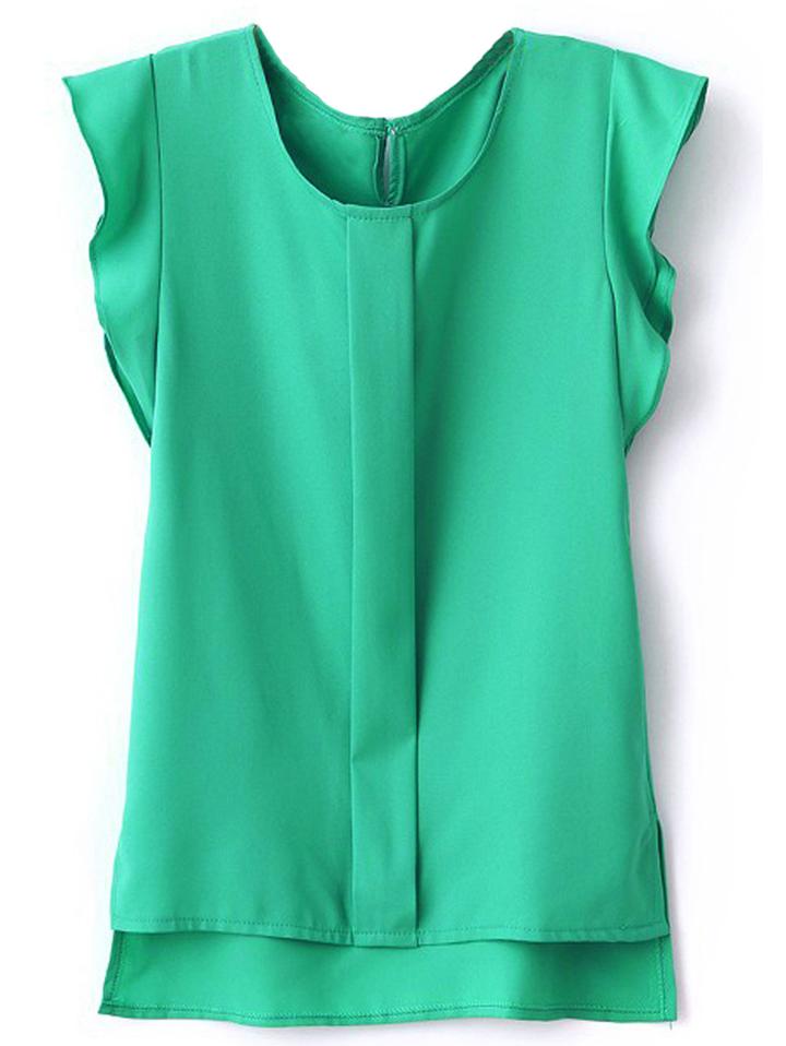 Shein Puff Sleeve Split Chiffon Blouse