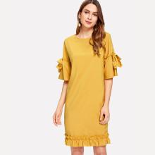 Shein Frill Trim Bow Detail Dress