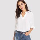 Shein Roll Up Sleeve Basic Top