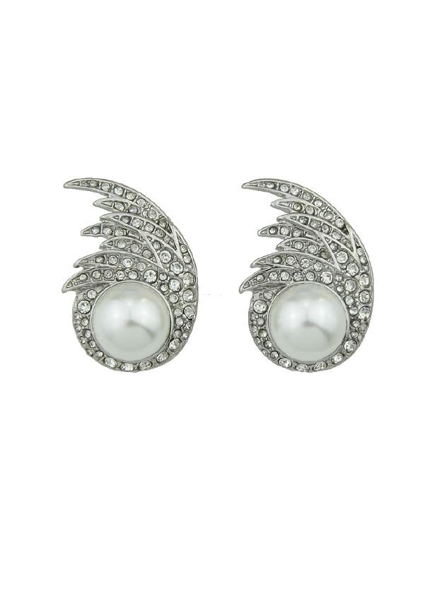Shein Rhinestone Wing Pearl Earrings For Women Accessories