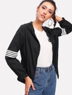 Shein Striped Sleeve Hoodie Jacket