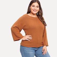 Shein Plus Trumpet Raglan Sleeve Bardot Jumper
