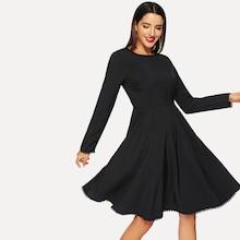 Shein Tassel Detail Pleated Solid Dress
