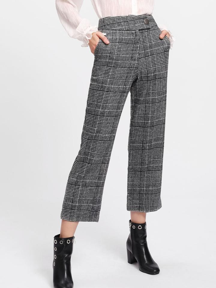 Shein Tailored Checked Crop Pants