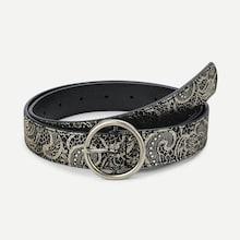 Shein Flower Pattern Round Buckle Belt