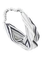 Shein White Stripes Elastic Headband For Women
