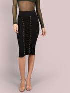 Shein Lace Up Grommet Midi Skirt
