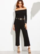 Shein Black Off The Shoulder Wide Leg Jumpsuit
