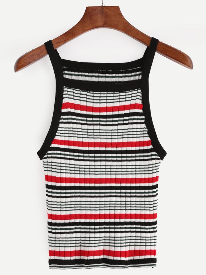 Shein Multicolor Striped Ribbed Cami Top