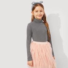 Shein Girls High Neck Solid Tee