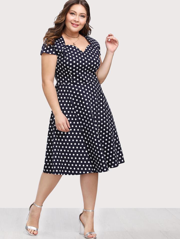 Shein Zip Back Polka Dot Dress