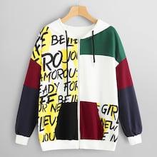 Shein Cut And Sew Zipper Hoodie